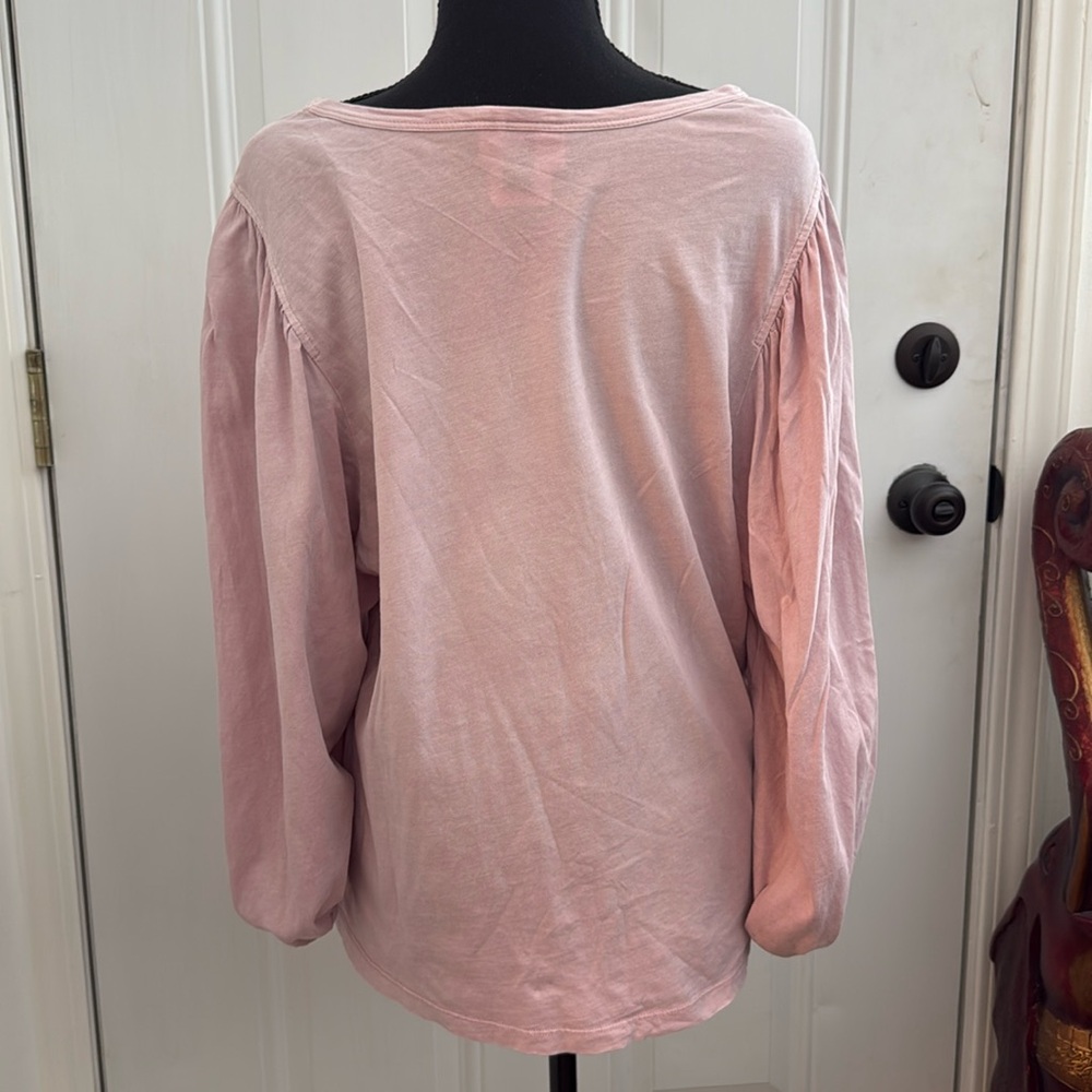 Universal Thread Womens Dusty Pink Lilac Puff Balloon Sleeve Cotton Top Medium - Picture 7 of 15
